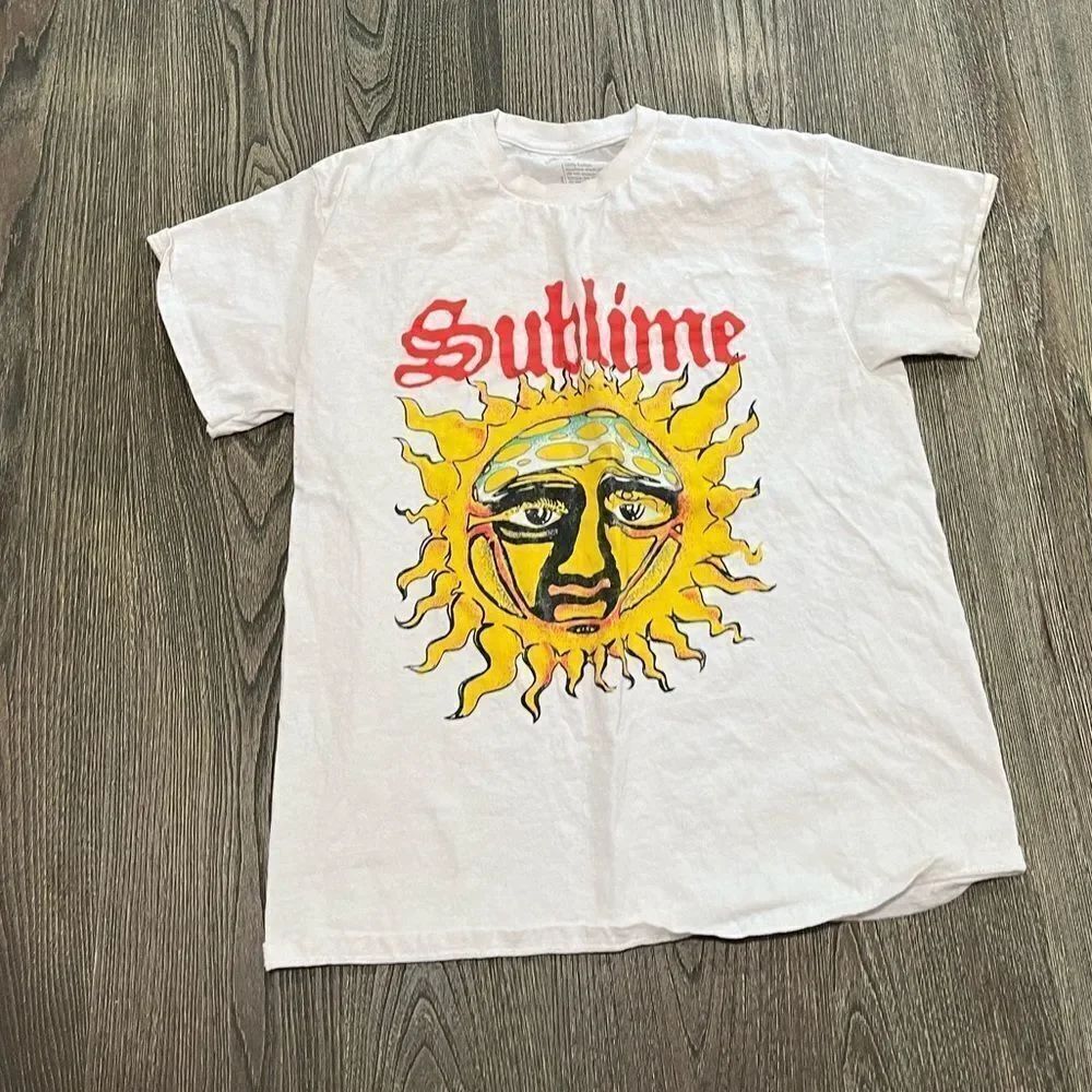 Sublime Graphic Band T-Shirt Crew Neck Short Sleeve Lightweight White Sz Medium